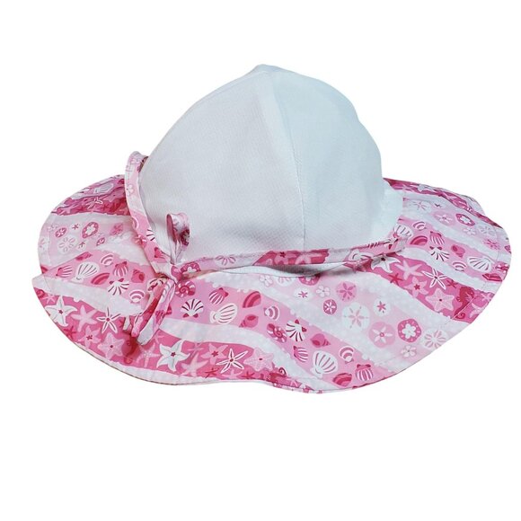 I Play Baby Bucket Sun Hat 0–6 Months Pink Seashell Print UPF 50+ - Picture 2 of 6